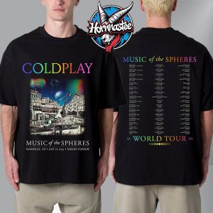 Coldplay Nashville Music Of The Spheres Merch Tee At Nissan Stadium On July 22 2025 In Nashville Tennessee