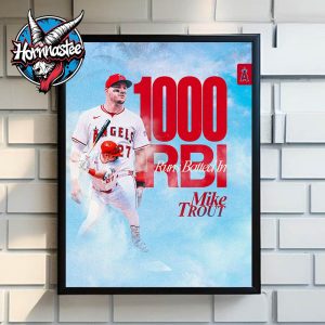 Mike Trout Los Angeles Angels Runs Batted In 1000 Career RBI Home Run 397 Poster Home Decor Canvas