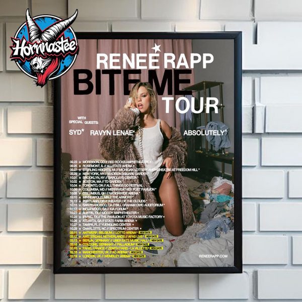 Renee Rapp Bite Me Tour UK And Europe 2025 New Date Schedule Cities Dates Poster Home Decor Canvas