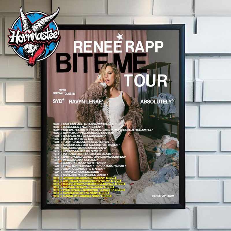 Renee Rapp Bite Me Tour UK And Europe 2025 New Date Schedule Cities Dates Poster Home Decor Canvas Renee Rapp Bite Me Tour UK And Europe 2025 New Date Schedule Cities Dates Poster Home Decor Canvas