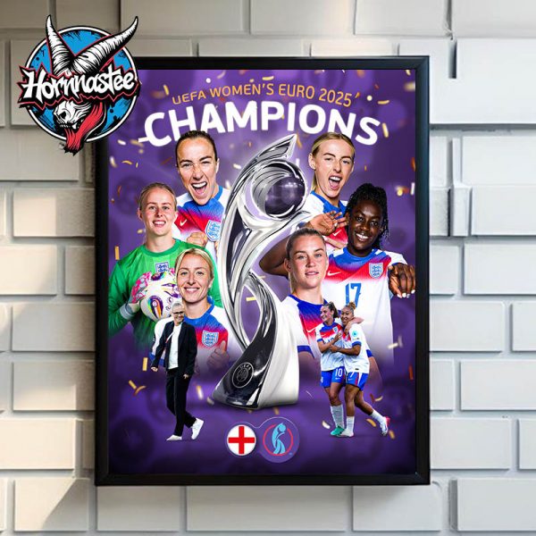 UEFA Women Euro 2025 Congrats England The Lionesses The Champion Back To Back Wins Since 2013 Poster Home Decor Canvas