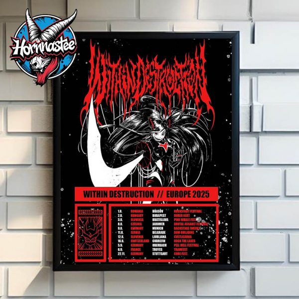 Within Destruction Europe 2025 Tour Schedule Cities Tour Dates Poster Home Decor Canvas