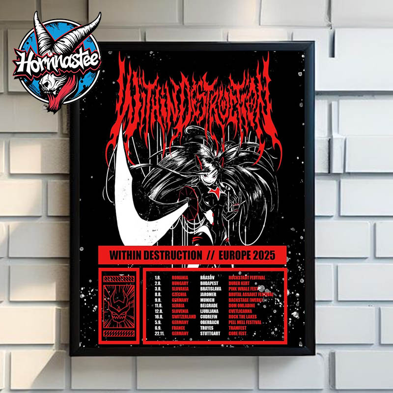 Within Destruction Europe 2025 Tour Schedule Cities Tour Dates Poster Home Decor Canvas Within Destruction Europe 2025 Tour Schedule Cities Tour Dates Poster Home Decor Canvas