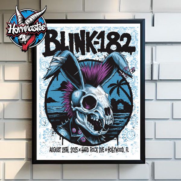 Blink 182 Missionary Impossible 2025 Tour Venue Poster At Hard Rock Live On August 28 2025 In Hollywood FL Poster Home Decor Canvas