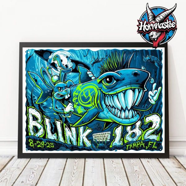 Blink 182 Tampa Florida Missionary Impossible Tour 2025 On August 29 2025 Poster Home Decor Canvas Horizontal