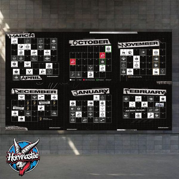 Brooklyn Nets 2025-26 Regular Season NBA Schedule Poster Horizontal