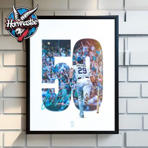 Cal Raleigh Seattle Mariners Reachs 50 Home Runs Careers Poster Home Decor Canvas