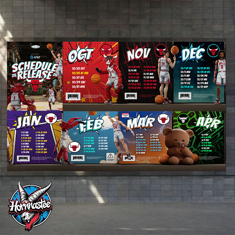 Chicago Bulls 2025-26 Regular Season NBA Schedule Poster Horizontal Chicago Bulls 2025-26 Regular Season NBA Schedule Poster Horizontal