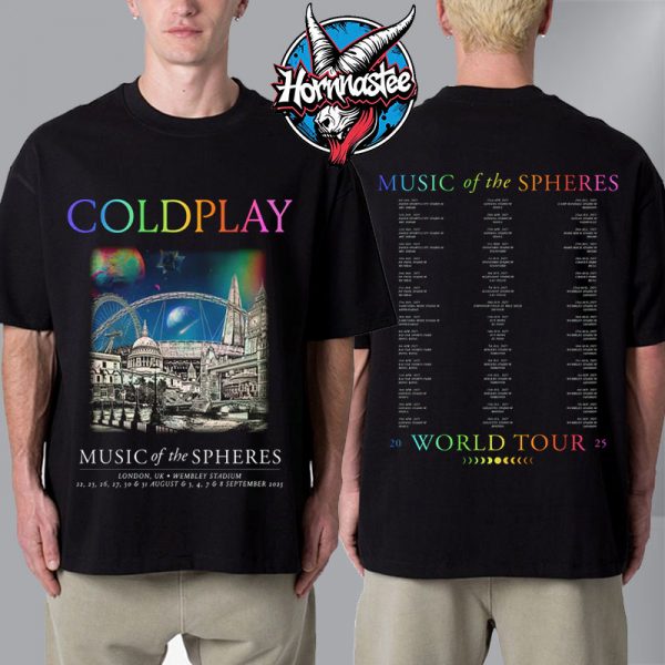 Coldplay London UK Music Of The Spheres 2025 Merch Tee At Wembley Stadium On August And September 2025 Unisex T-Shirt Two Sided
