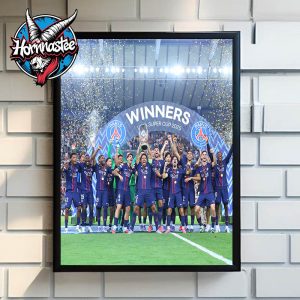 Congrats Paris Saint Germain PSG Champion UEFA Super Cup 2025 PSG Lifts Trophy Cup Poster Home Decor Canvas