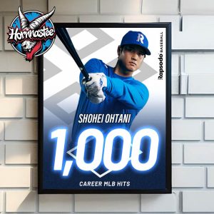 Congrats Shohei Ohtani Los Angeles Dodgers Reach 1000 Career MLB Hits In Major League Baseball Poster Home Decor Canvas