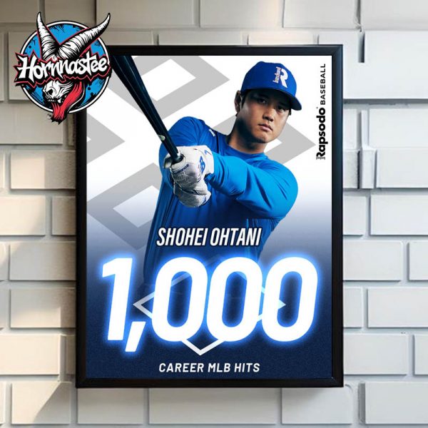 Congrats Shohei Ohtani Los Angeles Dodgers Reach 1000 Career MLB Hits In Major League Baseball Poster Home Decor Canvas
