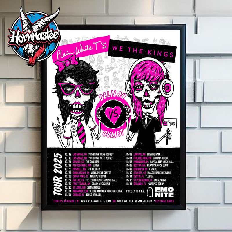 Emo Nite The Delilah vs Juliet Tour 2025 Schedule Poster Home Decor Canvas Emo Nite The Delilah vs Juliet Tour 2025 Schedule Poster Home Decor Canvas