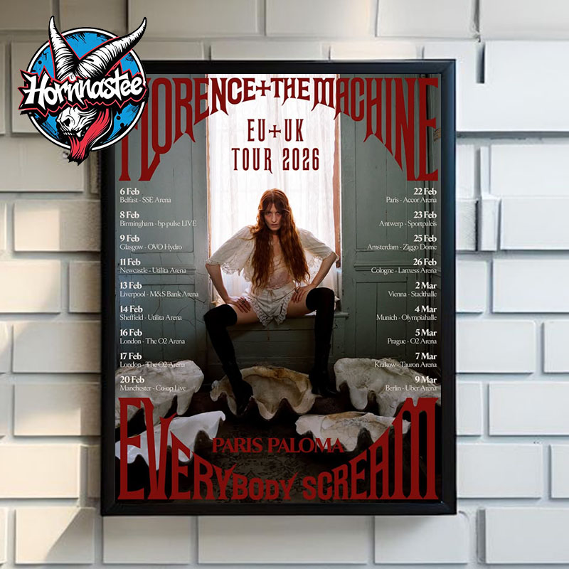 Florence And The Machine EU UK Tour 2026 Everybody Scream Schedule Tour Dates Poster Home Decor Canvas Florence And The Machine EU UK Tour 2026 Everybody Scream Schedule Tour Dates Poster Home Decor Canvas