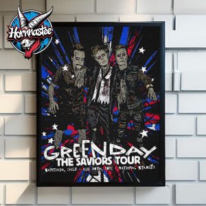 Green Day The Saviors Tour Poster Santiago Chile At National Stadium On August 30 2025 Poster Home Decor Canvas