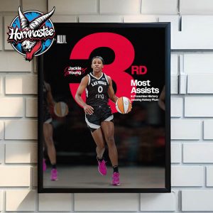 Jackie Young Las Vegas Aces 3rd Most Assists In Franchise History Passing Kelsey Plum Poster Home Decor Canvas
