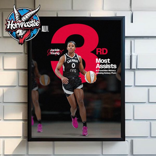 Jackie Young Las Vegas Aces 3rd Most Assists In Franchise History Passing Kelsey Plum Poster Home Decor Canvas
