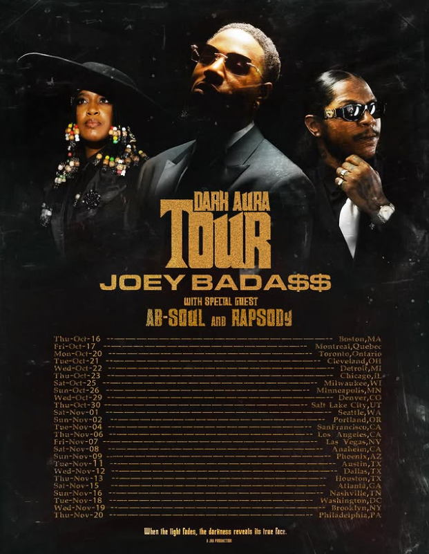Joey Badass The Dark Aura Tour 2025 Lonely At The Top Schedule Tour Dates