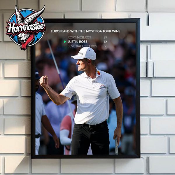 Justin Rose Wins Fedex St Jude Championship 2025 Title Europeans With The Most PGA Tour Wins Poster Home Decor Canvas