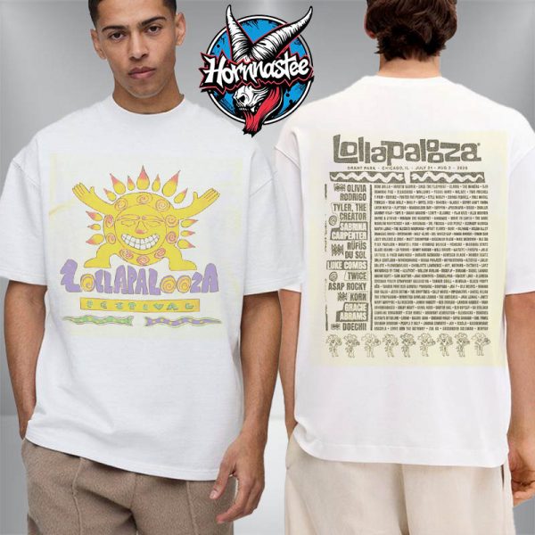Lollapalooza Festival 2025 Exclusive Sunburst Lineup Tee Grant Park On August 3 2025 Chicago Illinois Unisex T-Shirt Two Sided