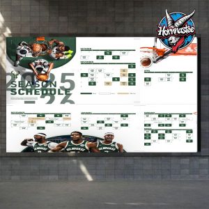 Milwaukee Bucks Regular Season 2025-26 NBA Schedule Poster Horizontal