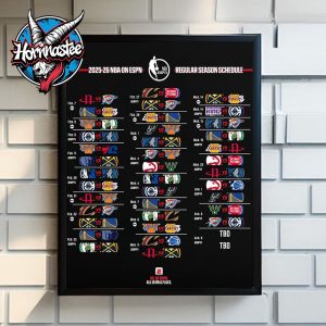 NBA 2025-2026 NBA On ESPN Regular Season Official Schedule Poster Home Decor Canvas