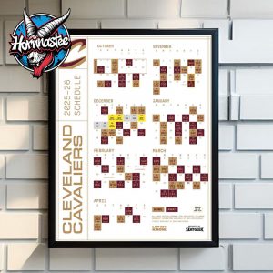 NBA Cleveland Cavaliers Regular Season 2025-26 Schedule Poster Home Decor Canvas