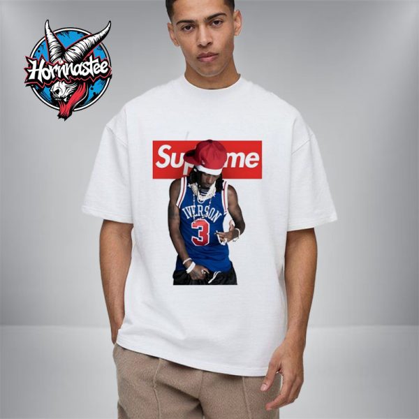 Playboi Carti x Supreme Wears Iverson Philadelphia 76ers Unisex T-Shirt