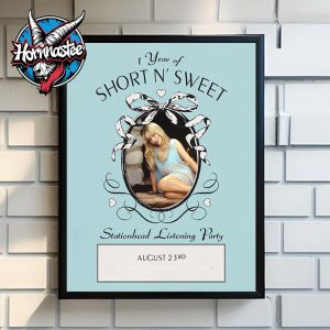 Sabrina Carpenter Celebrates 1 Years Of Short N Sweet Stationhead Listening Party On August 23 2025 Poster Home Decor Canvas