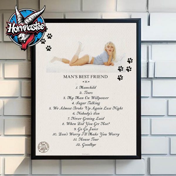 Sabrina Carpenter New Album Man’s Best Friend by Sabrina Carpenter Poster Songs List Poster Home Decor Canvas
