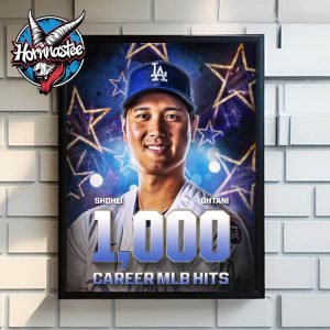 Shohei Ohtani Los Angeles Dodgers Reachs 1000 Career MLB Hits Congratulation Poster Home Decor Canvas