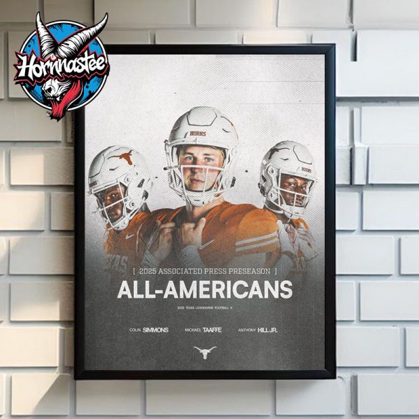 Texas Football 2025 Associated Press Preseason All Americans Poster Home Decor Canvas