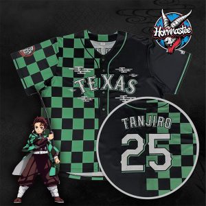 Texas Rangers x Demon Slayer Tanjiro Baseball Jersey