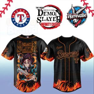 Texas Rangers x Demon Slayer Tanjiro Sun Breathing 2025 Baseball Jersey