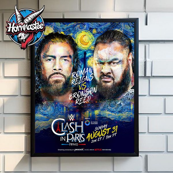 WWE Clash In Paris France Roman Reigns vs Bronson Reed On August 31 2025 Poster Home Decor Canvas