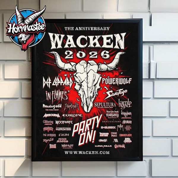 The Wacken 2026 The Anniversary Wacken 2026 Official Poster Poster Home Decor Canvas