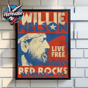 Willie Nelson Live Free In Red Rocks Amphitheatre In Morrison Colorado 2025 Poster Home Decor Canvas