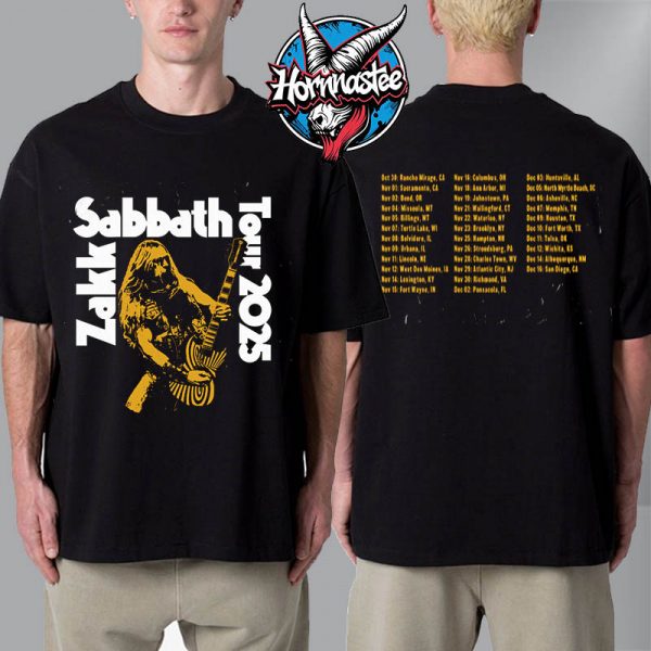 Zakk Sabbath Tour 2025 Schedule Tour Dates T-Shirt Two Sided