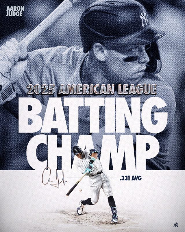 Aaron Judge New York Yankees 2025 American League Batting Champ 331 AVG