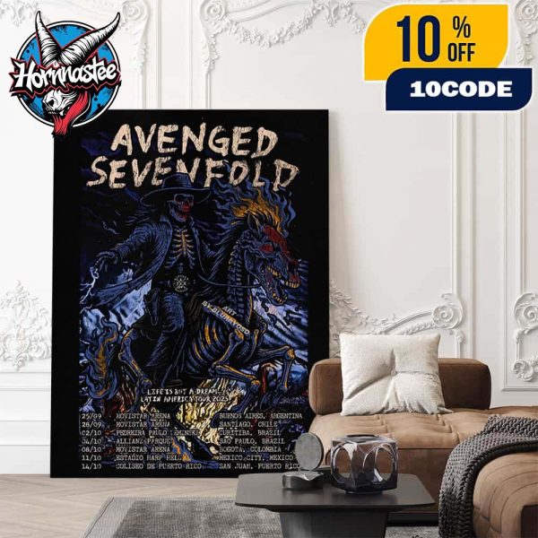 Avenged Sevenfold Life Is But A Dream Latin America Tour 2025 Schedule Tour Dates Poster