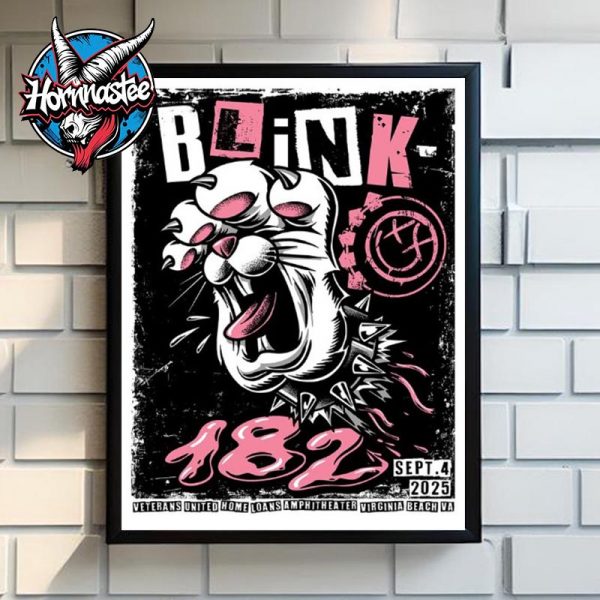 Blink 182 Event Poster At Veterans United Home Loans Amphitheater On September 4 2025 In Virginia Beach Poster Home Decor Canvas