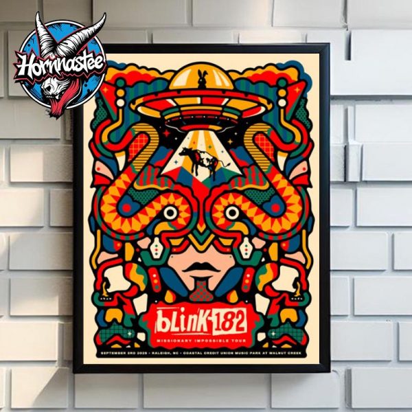 Blink 182 Missionary Impossible Tour 2025 At Coastal Credit Union Music Park at Walnut Creek On September 3 2025 In Raleigh NC Poster Home Decor Canvas