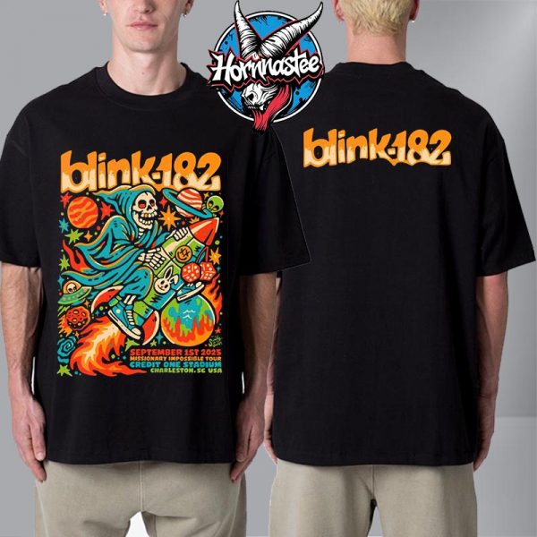 Blink-182 Missionary Impossible Tour 2025 On September 1 2025 At Credit One Stadium In Charleston SC Unisex T Shirt Two Sided