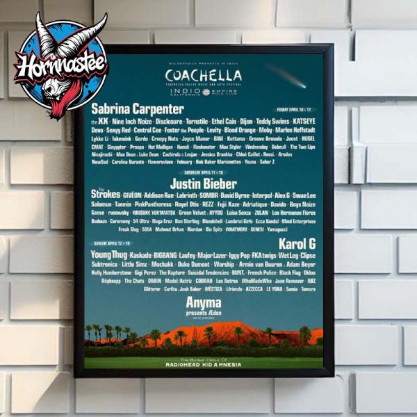 Coachella Valley Music and Arts Festival 2026 At Empire Polo Club In Indio California On April 2026 Line Up Artis Poster Home Decor Canvas