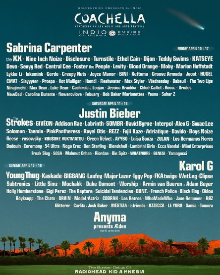 Coachella Valley Music and Arts Festival At Empire Polo Club In Indio California On April 2026 Line Up Artis