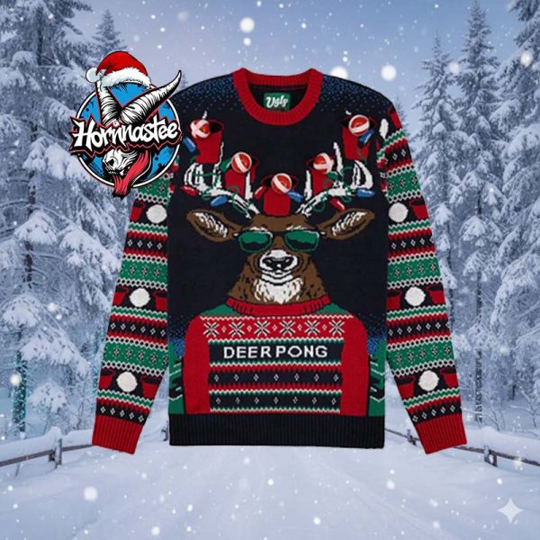 Deer Pong Interactive Ugly Christmas Sweater