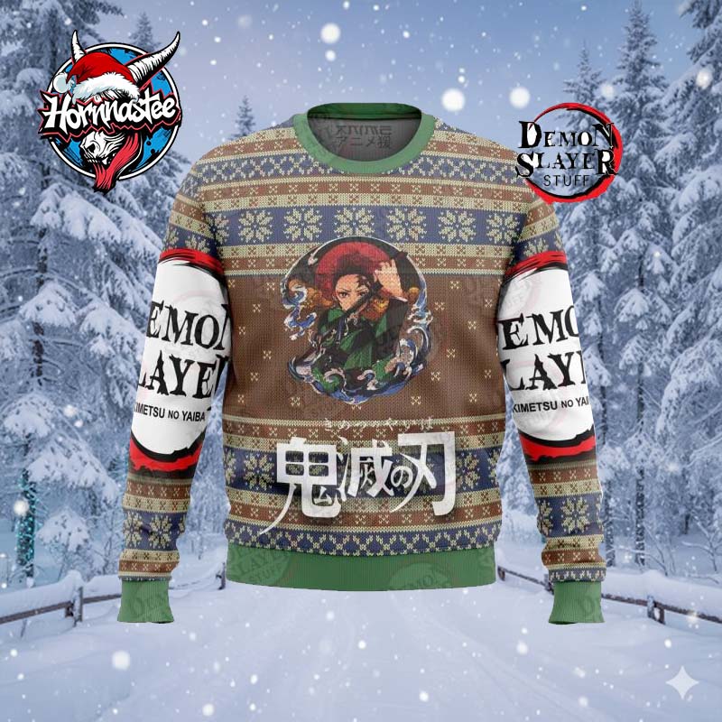 Demon Slayer Tanjiro Premium Ugly Christmas Sweater Kimetsu no Yaiba Merch Ugly Sweater Demon Slayer Tanjiro Premium Ugly Christmas Sweater Kimetsu no Yaiba Merch Ugly Sweater