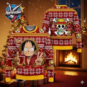 Funny Luffy Anime Xmas Gifts One Piece Ugly Christmas Sweater