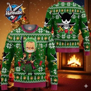 Happy Zoro Anime Xmas One Piece Ugly Christmas Sweater