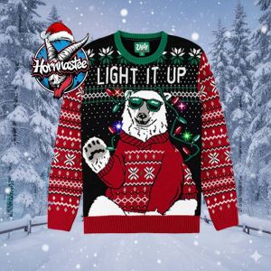 Light It Up Polar Bear LED Light Up Ugly Christmas Sweater Unisex